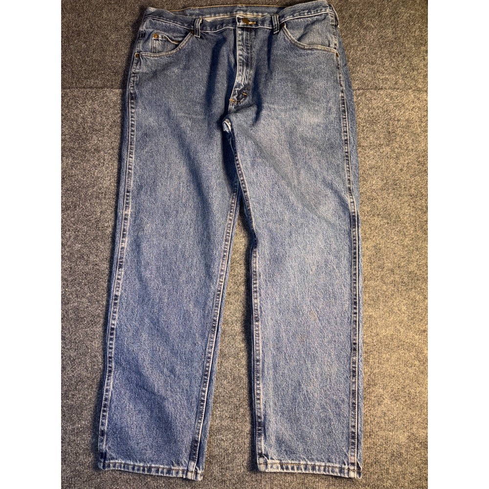 Wrangler Jeans Mens 38x30 Faded Blue Denim Streetwear Boho Festival Straight